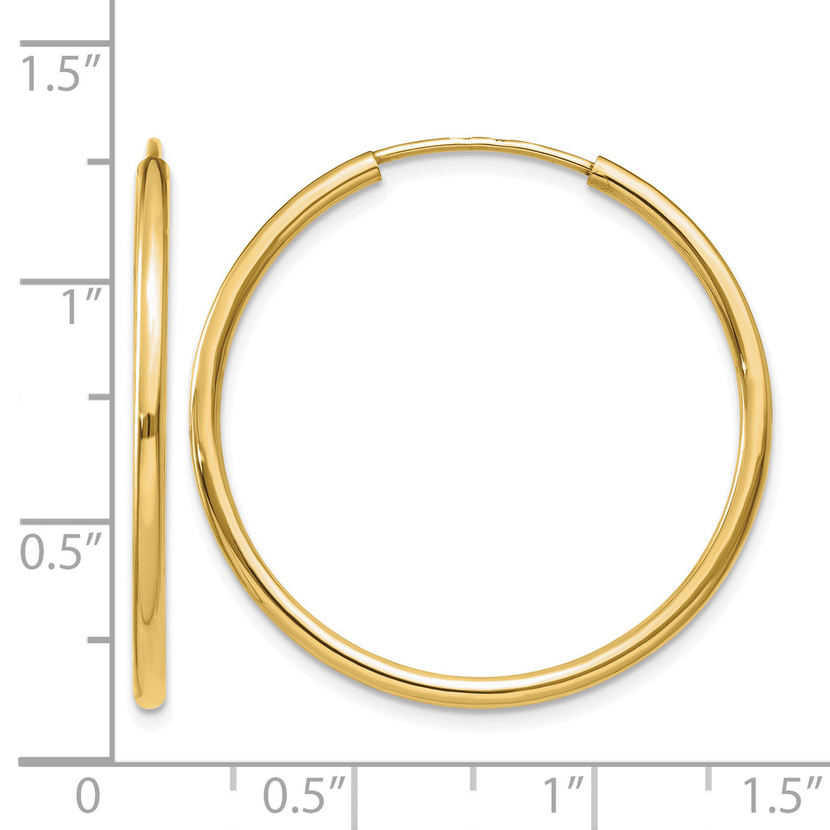 10K Yellow Gold 30mm x 1.25mm Round Hoop Earrings