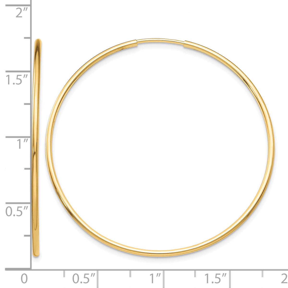 10K Yellow Gold 40mm x 1.25mm Endless Round Hoop Earrings