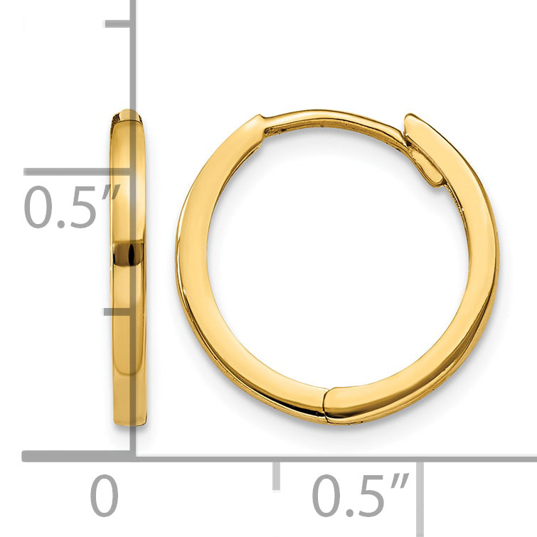 10K Yellow Gold 11 mm x 1.75 mm Hoop Earrings Hinged