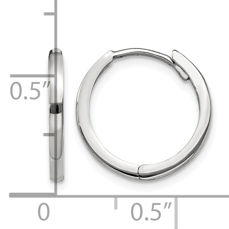 10K White Gold 11 mm x 1.75 mm Earrings Hinged