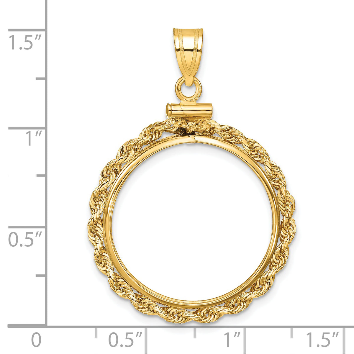 14K Yellow Gold 22 mm Coin Bezel Holder Pendant Charm Rope Edge 1/4 oz American Eagle Panda 2 Rand US $5 Jamestown Screw Top
