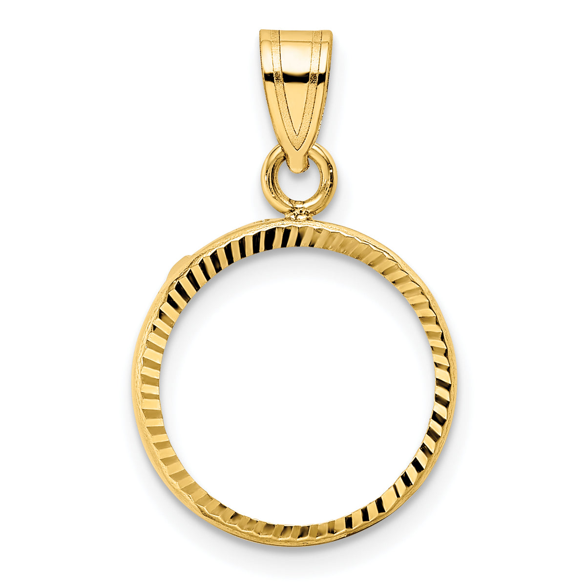 10k yellow gold diamond cut 1/20 oz maple leaf panda kangaroo 1/25 oz cat coin bezel holder pendant prong fits 14 mm coins