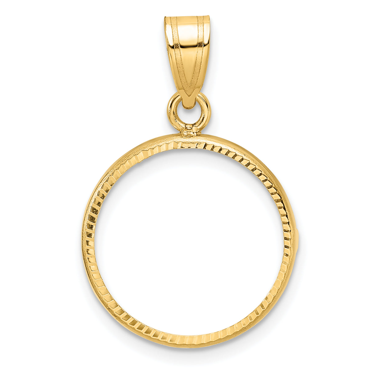 10k yellow gold diamond cut 1/10 oz american eagle krugerrand coin bezel holder pendant prong fits 16.5 mm coins
