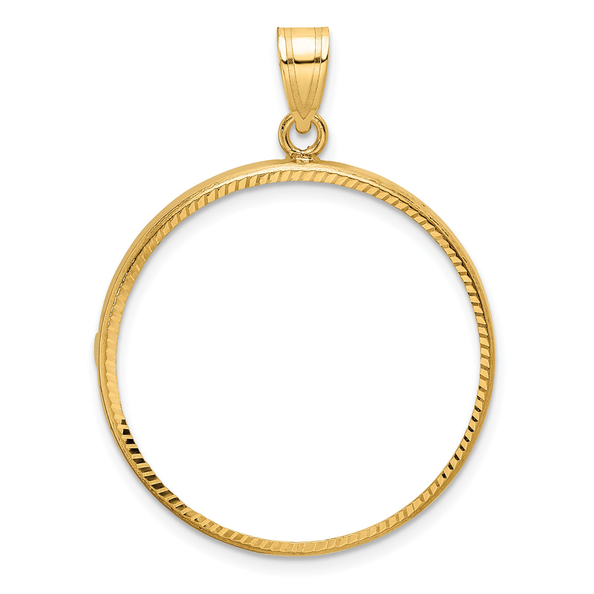 10k yellow gold diamond cut 1/2 oz american eagle panda us $10 dollar liberty indian coin bezel holder pendant prong fits 27 mm coins
