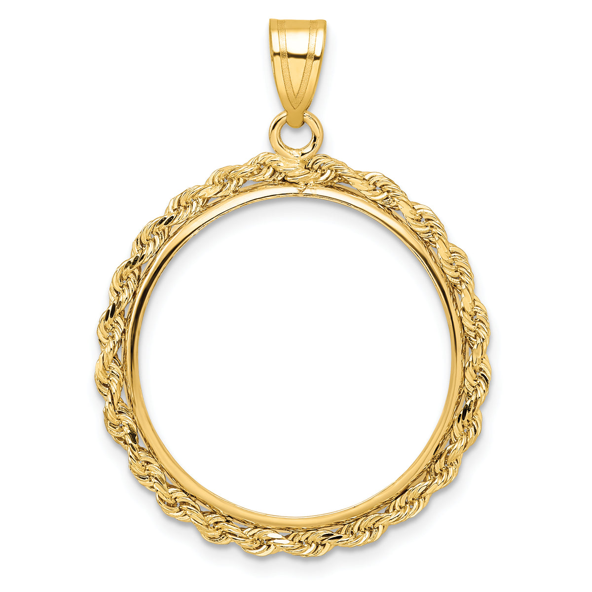 10k yellow gold rope edge 1/4 oz american eagle panda 2 rand us $5 jamestown coin bezel holder pendant prong fits 22 mm coins