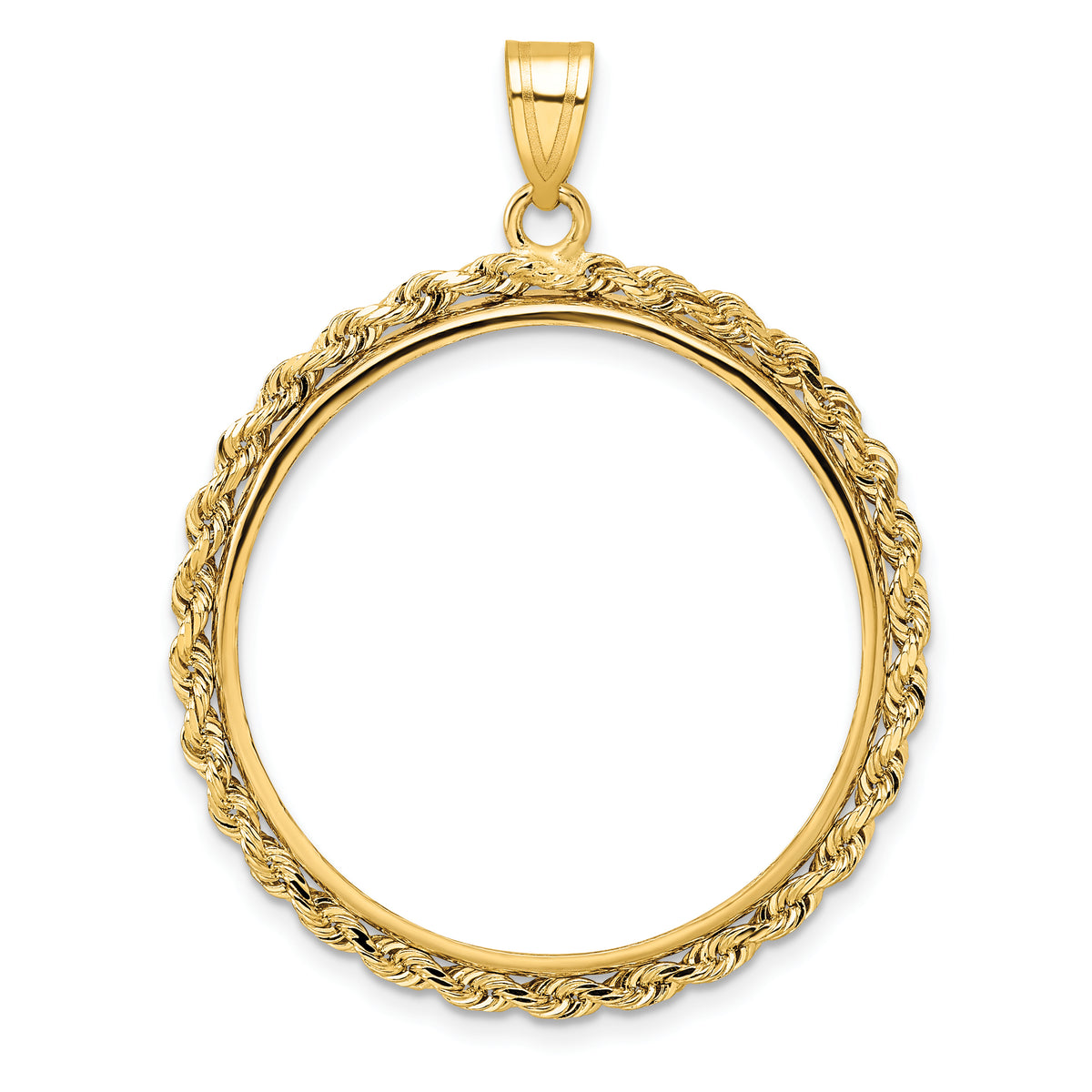 10k yellow gold rope edge 1/2 oz american eagle panda us $10 dollar liberty indian coin bezel holder pendant prong fits 27 mm coins