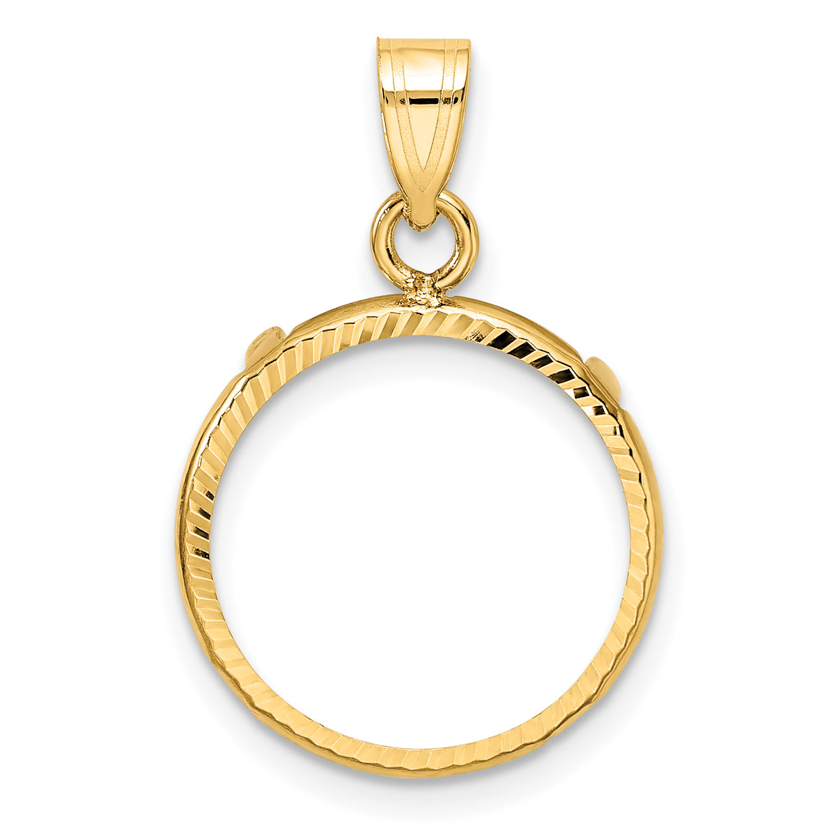 10k yellow gold diamond cut us $1 dollar type 2 coin bezel holder pendant prong fits 15 mm coins