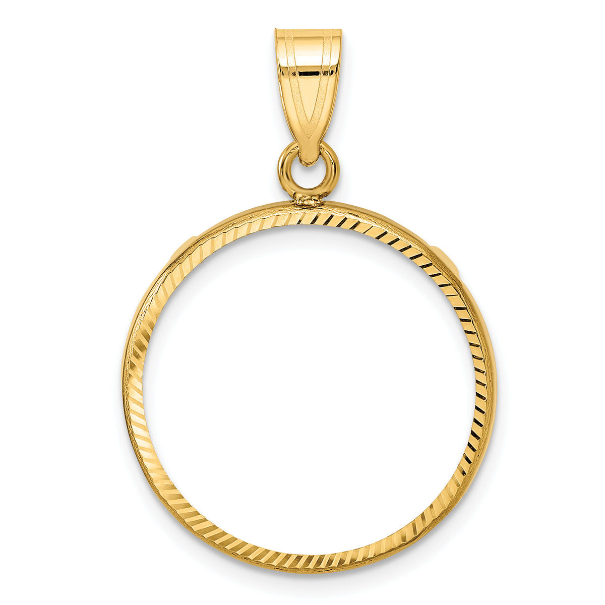 10k yellow gold diamond cut 1/4 oz gold maple leaf coin bezel holder pendant prong fits 20.2 mm coins