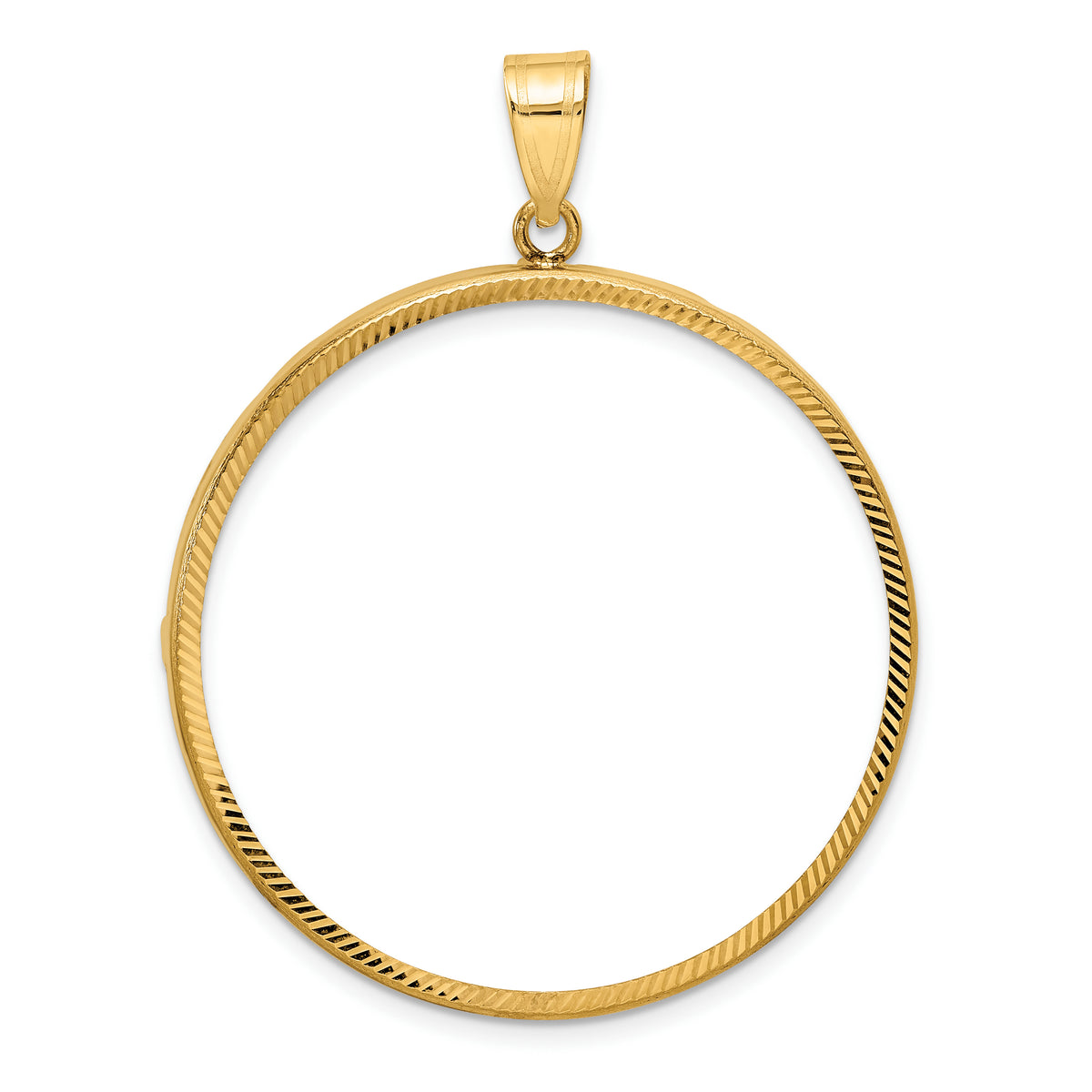 10k yellow gold diamond cut 50 peso coin bezel holder pendant prong fits 37 mm coins