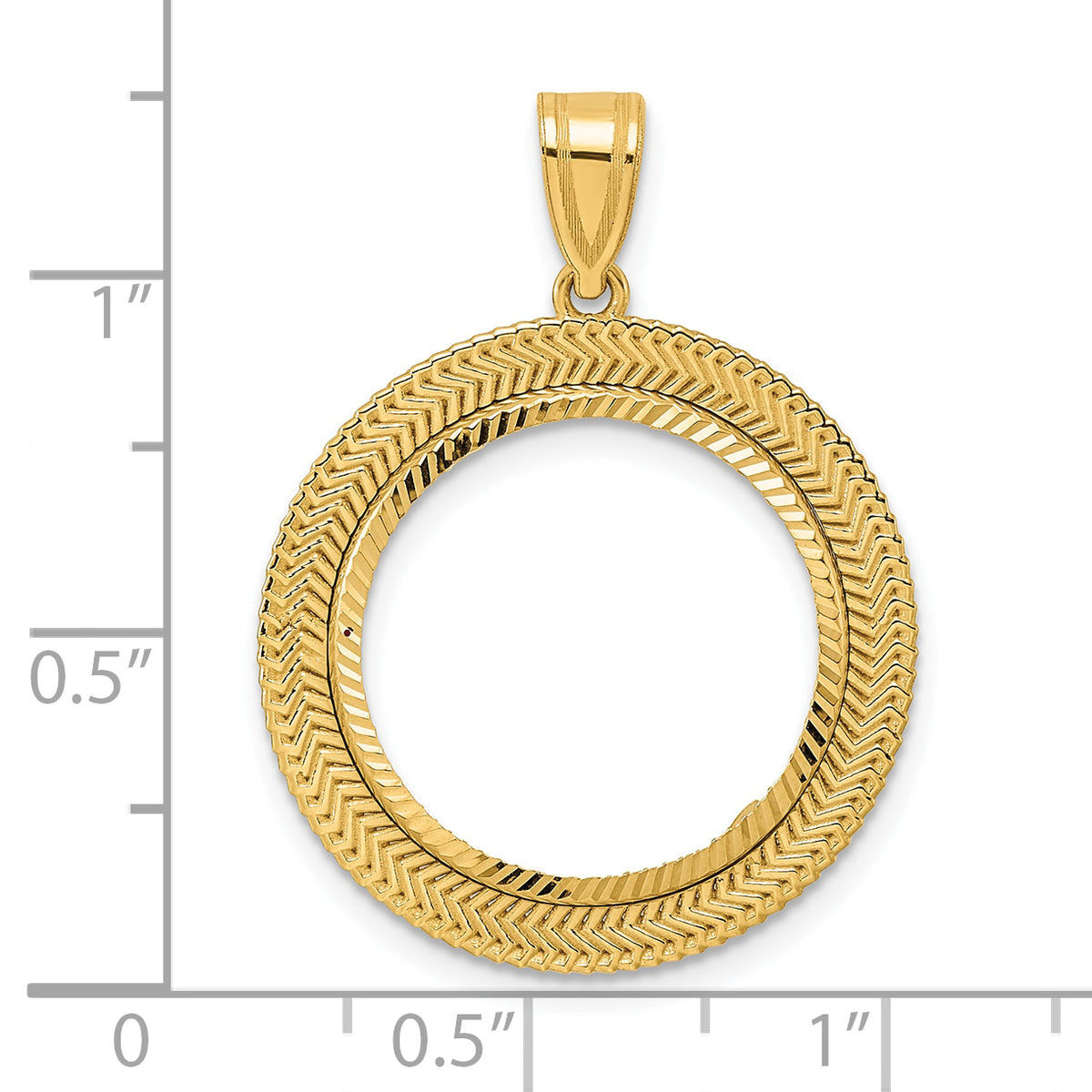14K Yellow Gold 18 mm Coin Bezel Holder Pendant Diamond Cut Layered US Dime 1/10 oz Panda Cat Prong