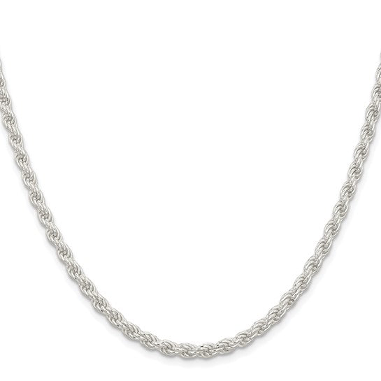 Sterling Silver Rhodium Plated 4.50mm Rope Bracelet Anklet Necklace Chain
