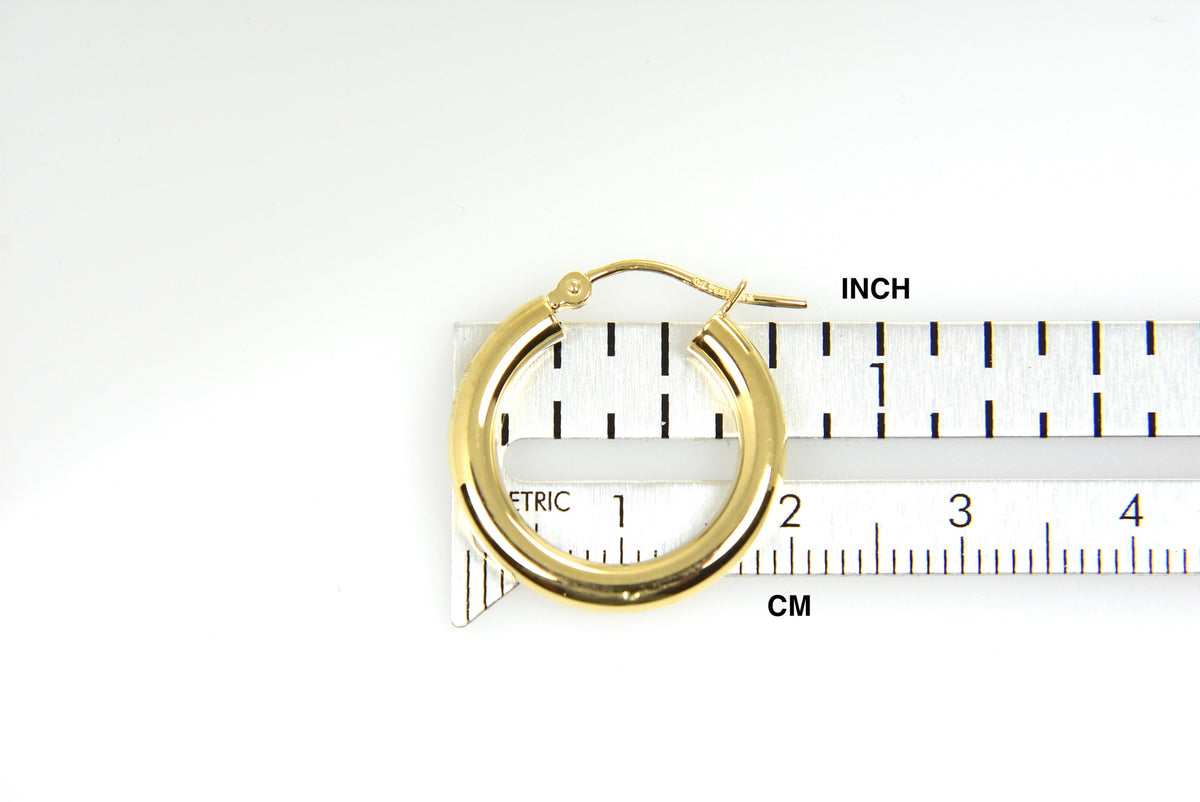 14K Yellow Gold 20×3 mm Lightweight Round Hoop Earrings