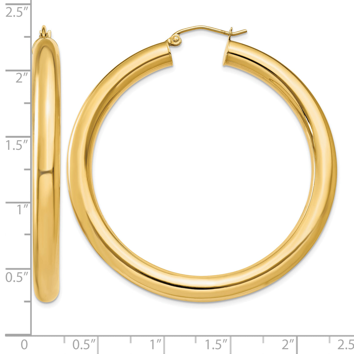 14K Yellow Gold 50mm x 5mm Lightweight Classic Round Hoop Earrings