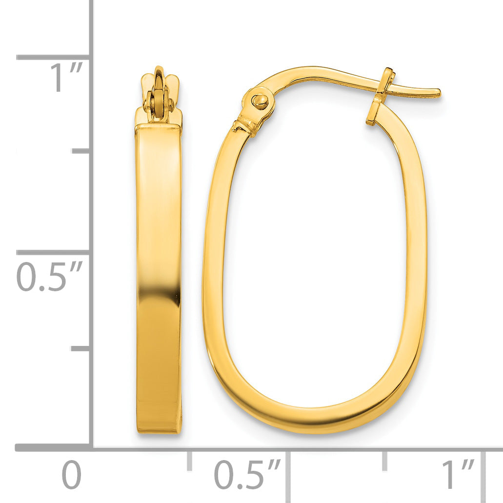 14K Yellow Gold 23.81mm x 15.03mm x 2mm Oval Tube Hoop Earrings