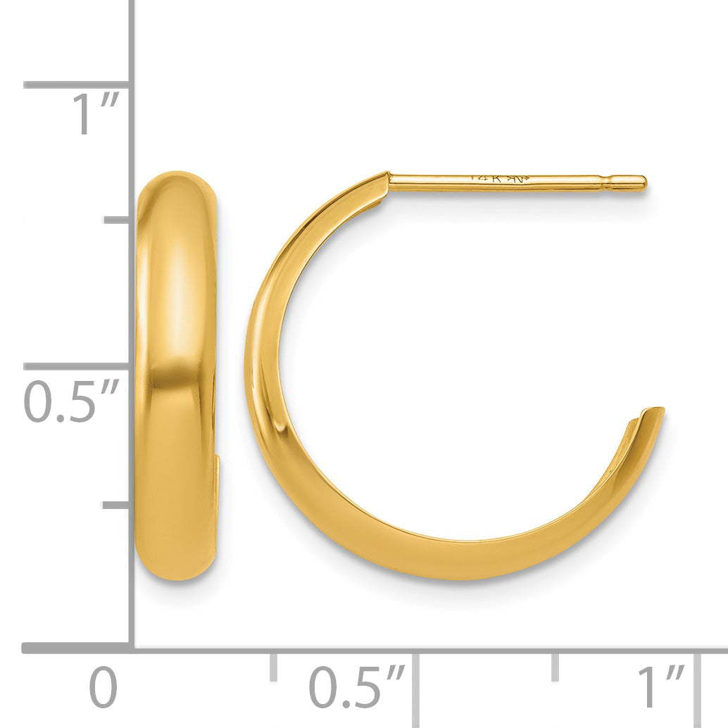 14K Yellow Gold 17mm x 4mm C Hoop Earrings
