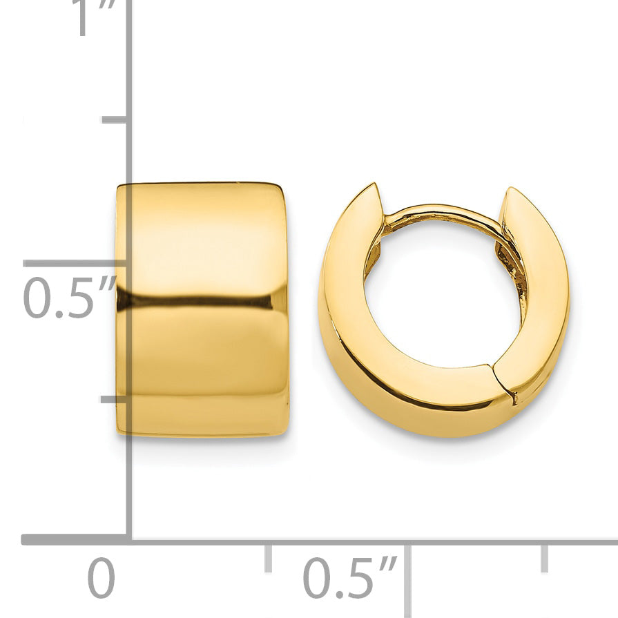 14K Yellow Gold 14mm x 14mm x 9mm Classic Hinged Huggie Hoop Earrings