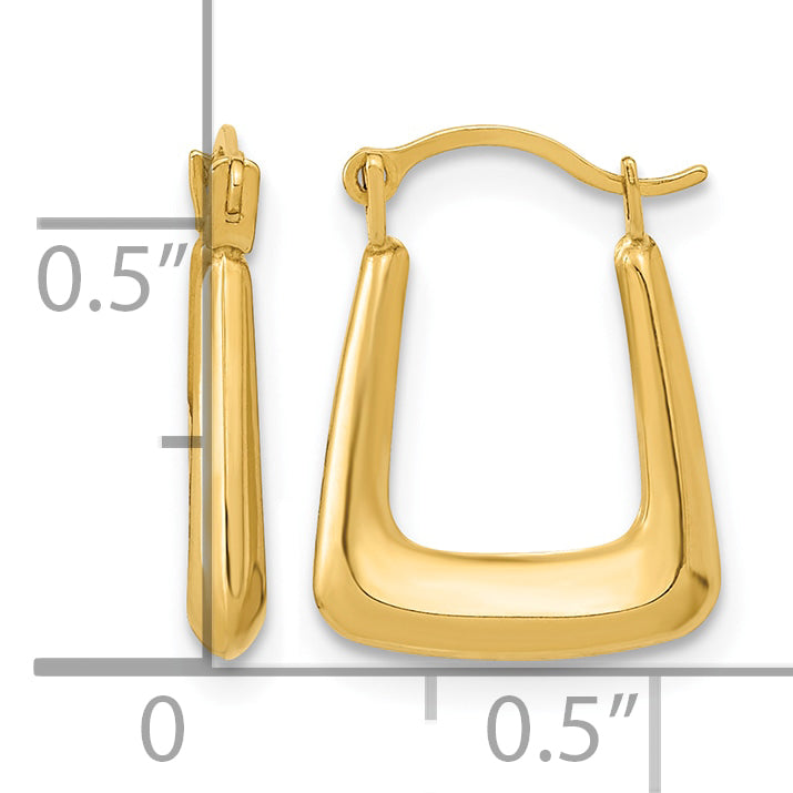 14K Yellow Gold 15.25mm x 2.5mm Fancy Hoop Earrings