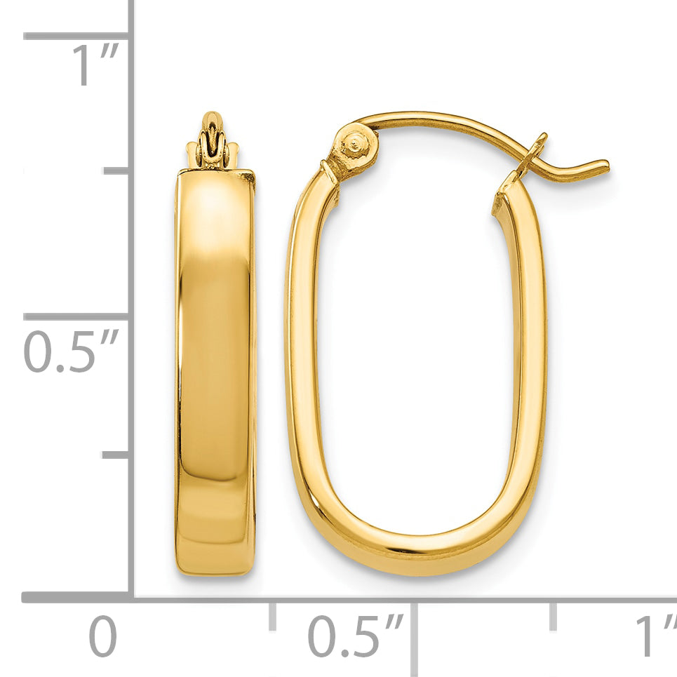 14K Yellow Gold 20.25mm x 11.75mm x 3.5mm Oval Tube Hoop Earrings