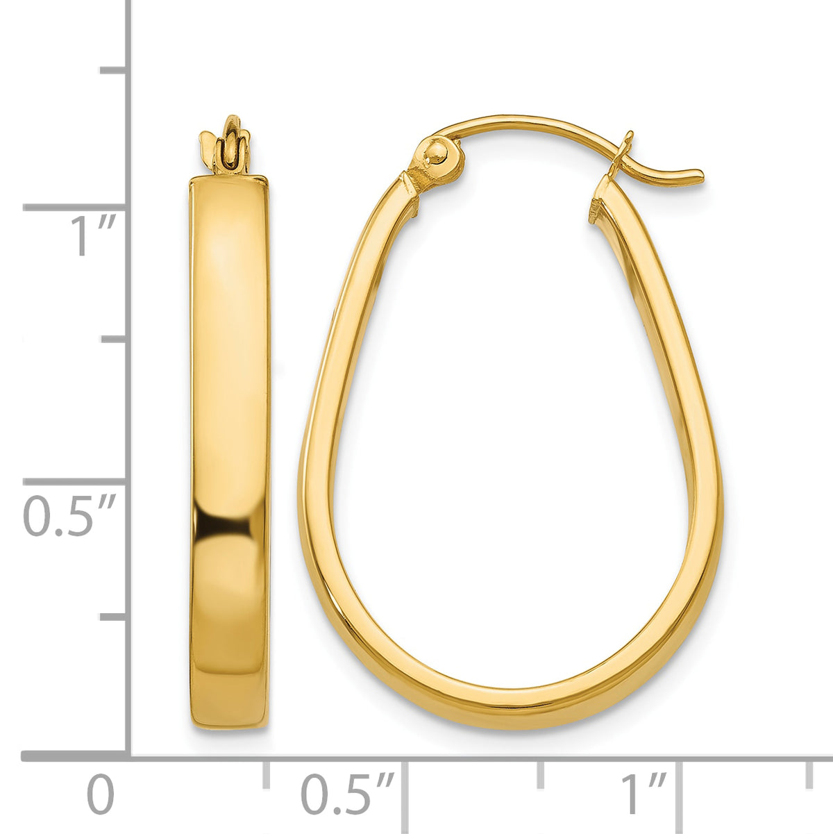 14K Yellow Gold 23mm x 18mm x 3.75mm Classic Oval Hoop Earrings