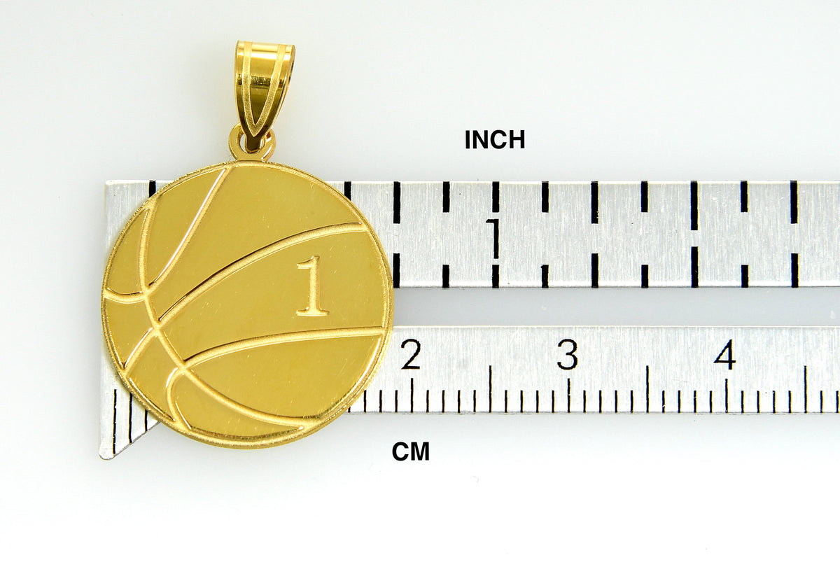 14k 10k gold sterling silver basketball personalized engraved pendant