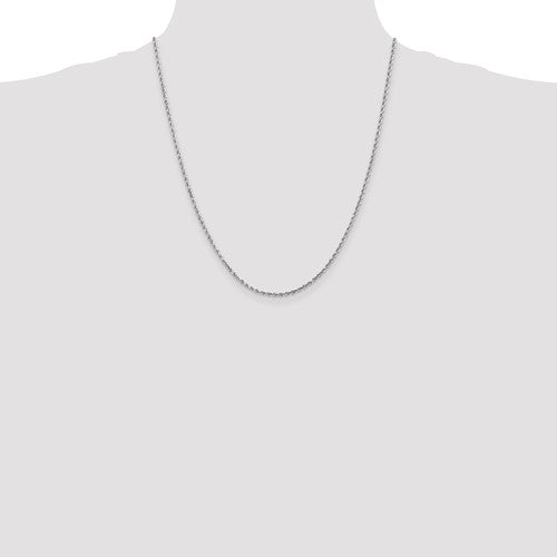 14k white gold 2mm diamond cut rope bracelet anklet choker necklace pendant chain