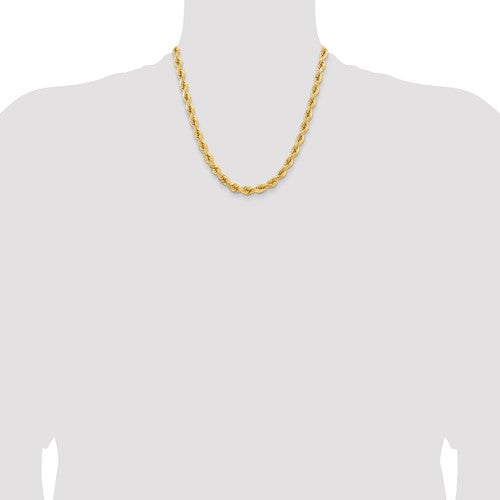 14k solid yellow gold 6.5mm diamond cut rope bracelet anklet choker necklace pendant chain