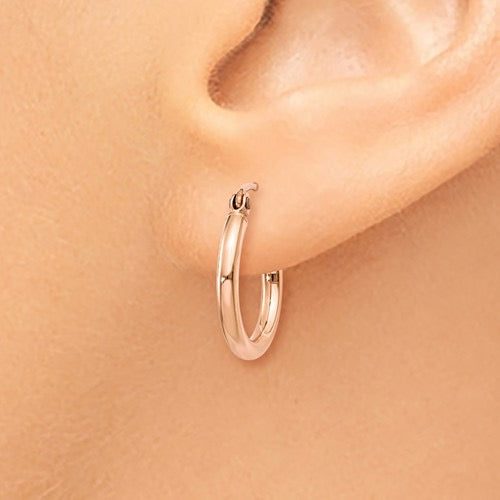 14k rose gold classic round hoop earrings 14mm x 2mm