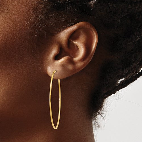 14k yellow gold extra large endless round hoop earrings 45mm x 1.25mm