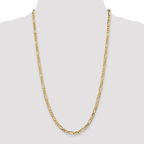 14k yellow gold 4.75mm flat figaro bracelet anklet choker necklace pendant chain