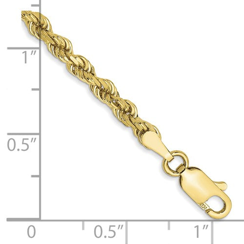 10k yellow gold 3mm diamond cut rope bracelet anklet choker necklace pendant chain