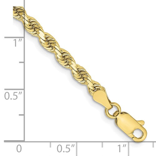 10k yellow gold 3.25mm diamond cut rope bracelet anklet choker necklace pendant chain