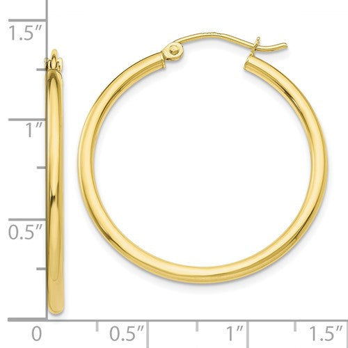 10k yellow gold classic round hoop click top earrings 31mm x 2mm