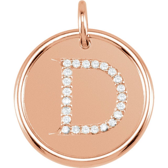 14k yellow rose white gold genuine diamond uppercase letter d initial alphabet pendant charm custom made to order personalized engraved
