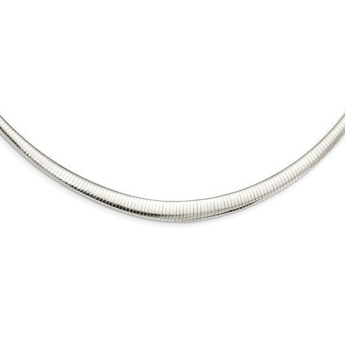 sterling silver 4mm to 8mm graduated tapered domed omega cubetto choker necklace pendant chain lobster clasp