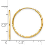Load image into Gallery viewer, 14k Yellow Gold Round Endless Hoop Earrings 20mm x 1.25mm

