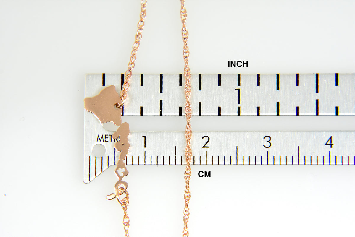 14k gold 10k gold silver hawaii state map necklace heart personalized city