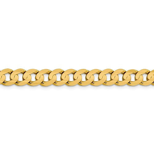 14k yellow gold 7.5mm open concave curb bracelet anklet choker necklace pendant chain