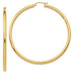 Load image into Gallery viewer, 14k Yellow Gold Classic Round Large Hoop Earrings 64mm x 3mm Lightweight
