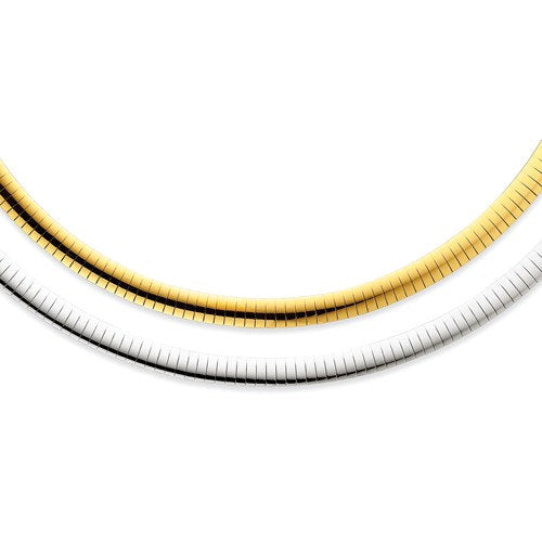 sterling silver gold plated reversible 6mm domed omega cubetto necklace chain
