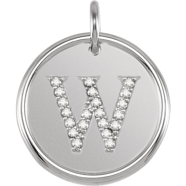 14k yellow rose white gold genuine diamond uppercase letter w initial alphabet pendant charm custom made personalized engraved