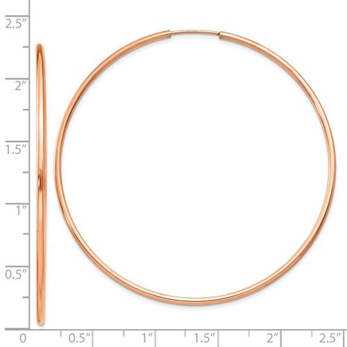 14k rose gold classic endless round hoop earrings 55mm x 1.5mm