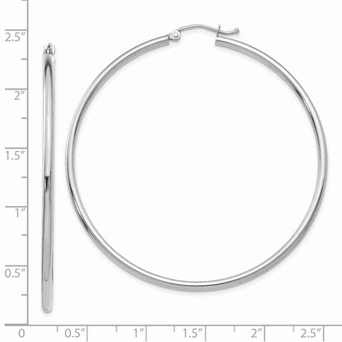 14k white gold 2.13 inch classic round hoop earrings 54mmx2mm