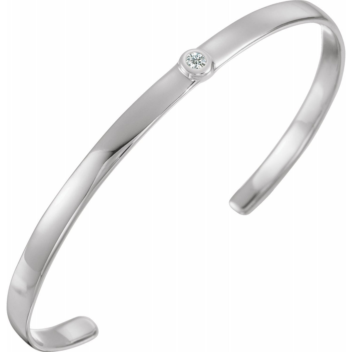 14k yellow white rose gold or sterling silver 1/10 ct diamond cuff bangle bracelet