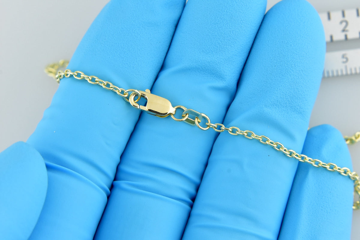 14k yellow gold 2mm cable bracelet anklet choker necklace pendant chain lobster clasp