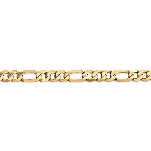 14k yellow gold 7.5mm flat figaro bracelet anklet choker necklace pendant chain