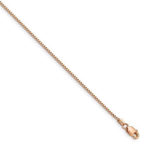 14k rose gold 0.95mm box link bracelet anklet choker necklace pendant chain