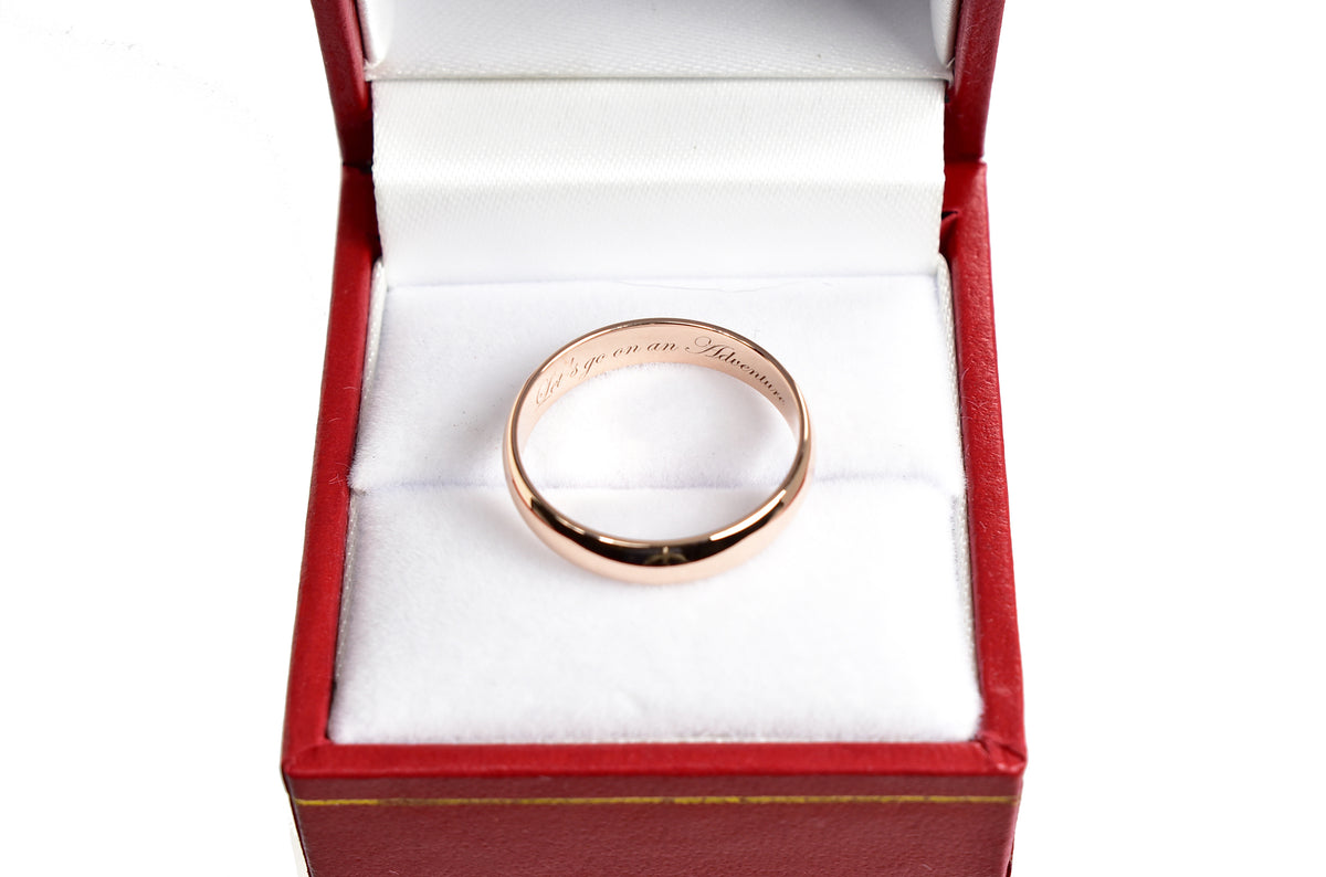14k rose gold 4mm wedding anniversary promise ring band half round light