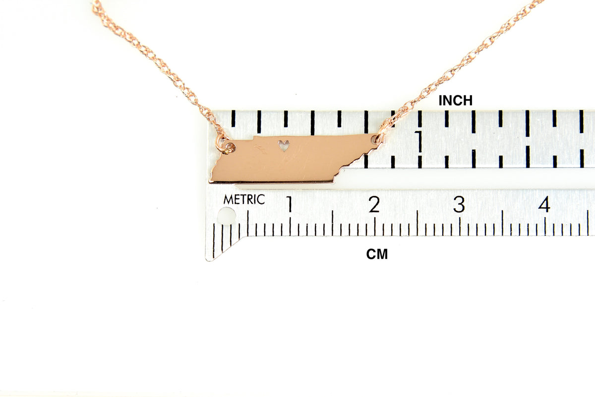14k gold 10k gold silver tennessee tn state map necklace heart personalized city