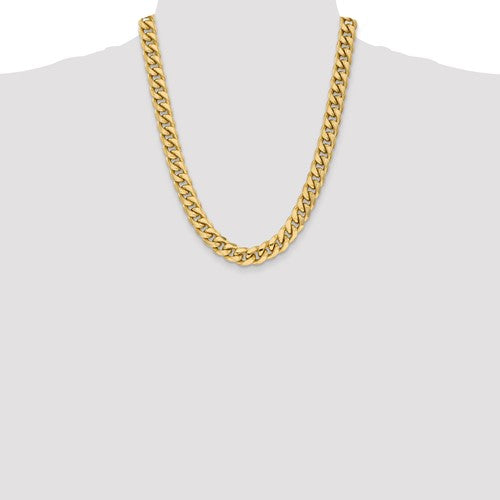 14k yellow gold 11mm miami cuban link bracelet anklet choker necklace pendant chain
