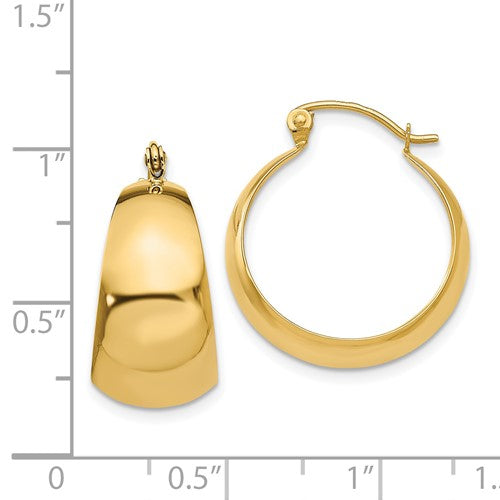 14k yellow gold classic tapered hoop earrings